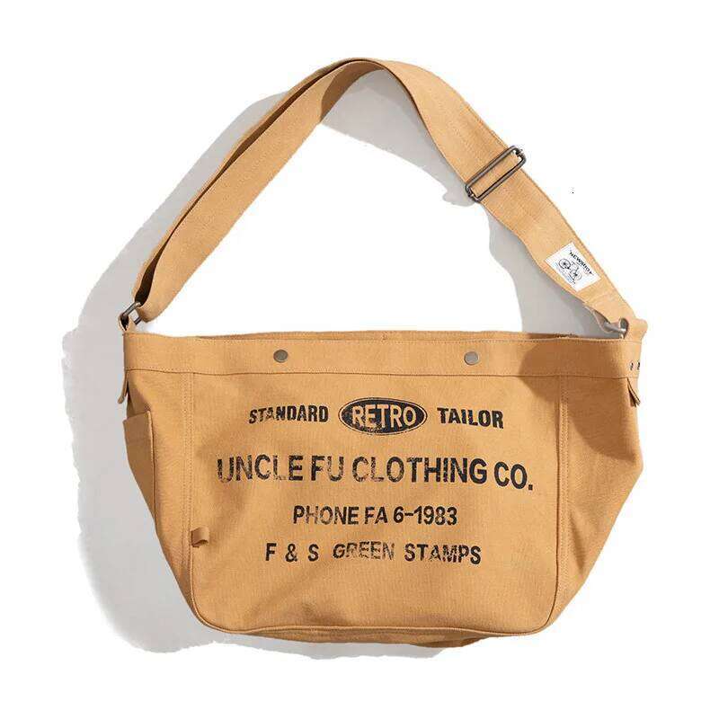 Designer Luxury Madden Workwear American Retro Large Capacity Letter Canvas Motorcycle Computer Tote Messenger Bag Men