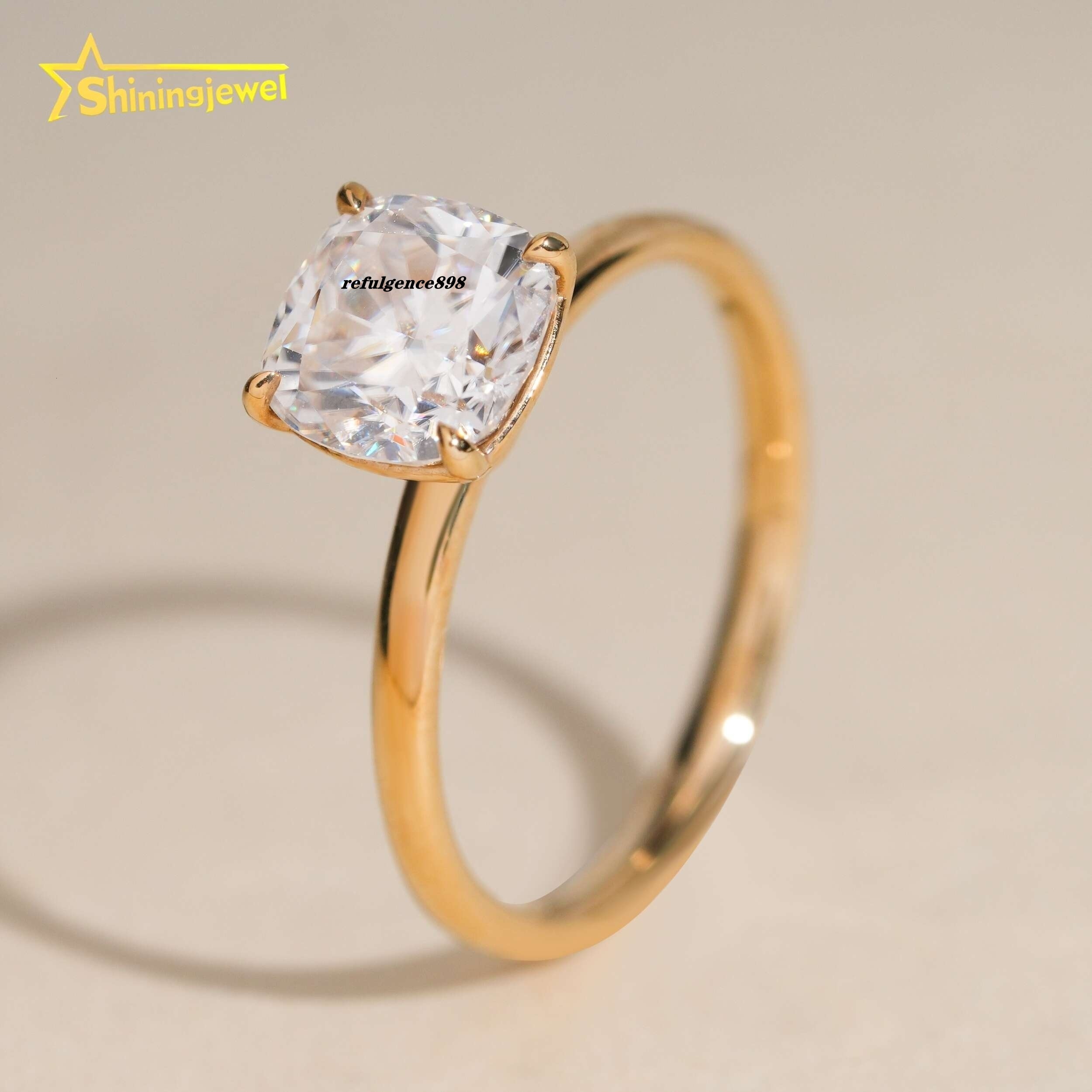 Classic Vintage Moissanite Diamond Cushion Cut 2ct 14k Solid Gold Engagement Rings for Women