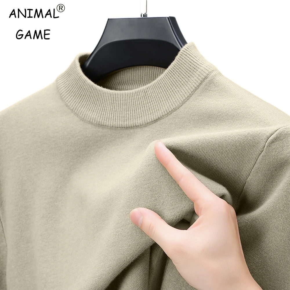 Autumn Mens Half Turtleneck Sweater Mock Neck Knitted Sweaters Solid Color Pullovers Breathable Warm Winter Outdoor Streetwear250819
