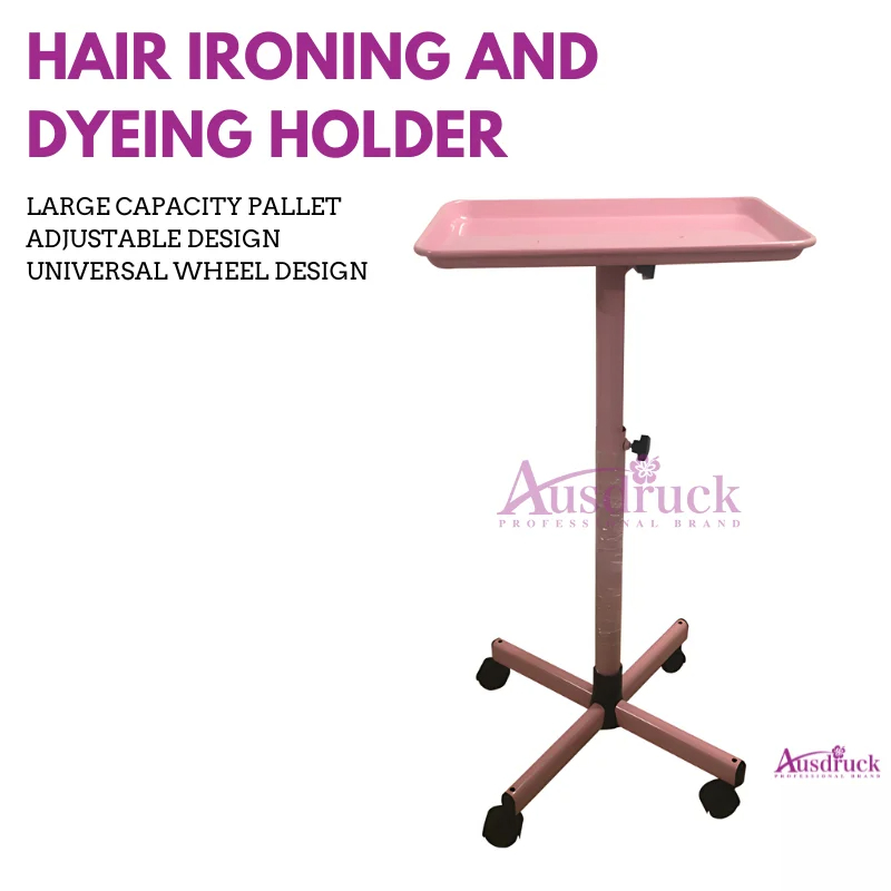Tire de coiffure et de teinture Chariot à rangement mobile Porte-outils d'outils de salon réglable avec roues universelles Grand plateau professi