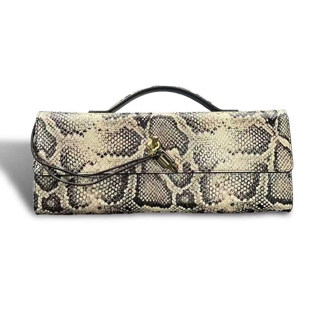 Elegant Snake Pattern Series Womens Bag 2025 New Versatile Casual Simple Hard Animal Print Handbag Shoulder Bag L250820