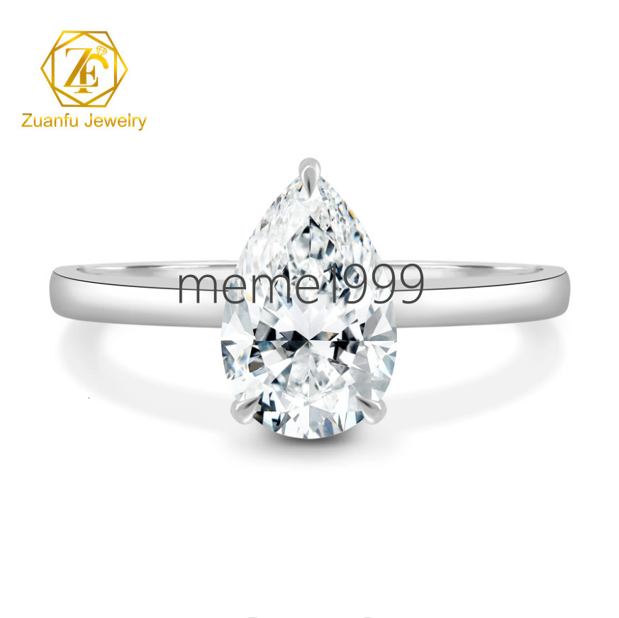 D VVS 2CT 7x10mm Pear Shape Brillant Cut Moissanite in 14k White Gold Yellow Gold Rose Gold Diamond Ring