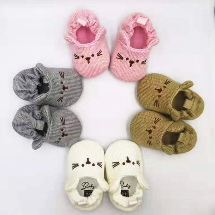 Adorable Infant Slippers Toddler Baby Boy Girl Knit Crib Shoes Walkfashion Cute Cartoon Anti-slip Prewalker Baby Slippers 0-18 Months W0479