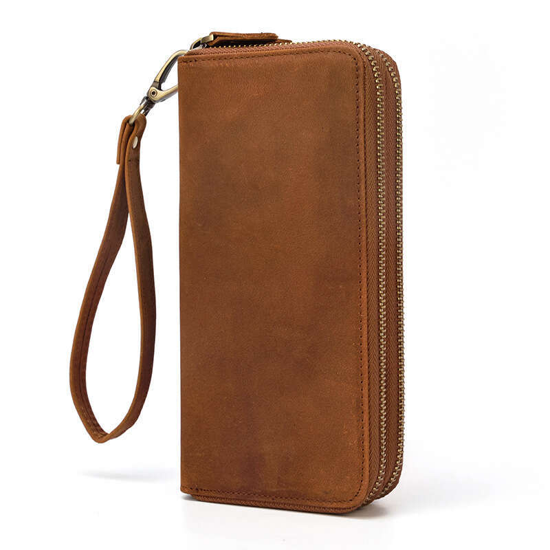 Crazy Horse Long Men's Bag RFID Anti-Magnetic Wallet Business Genuine Leather Clutch