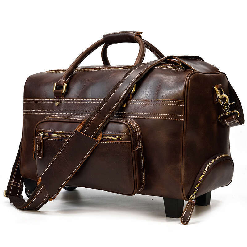 Nouveau sac de bagage à main en cuir d'huile de chariot de grande capacité pour hommes de voyage véritable