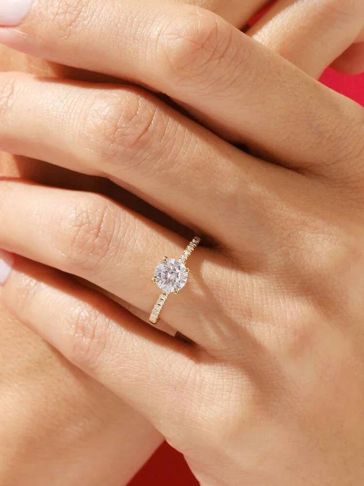 KNB 2 Carat Round Moissanite Diamond Brilliant Rings For Women Real 925 Sterling Silver Engagement Wedding Luxury Fine Jewelry