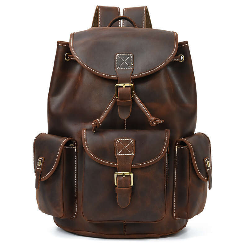 Crazy Horse for Men Outdoor Travel Backpack Top Layer Cowhide Japanese and Korean Genuine Leather Student School Bag