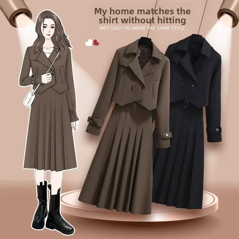 Plus Size Womens Clothing Set Jacket Skirt 2piece Spring Style French n Sensibility For Ladies 250828