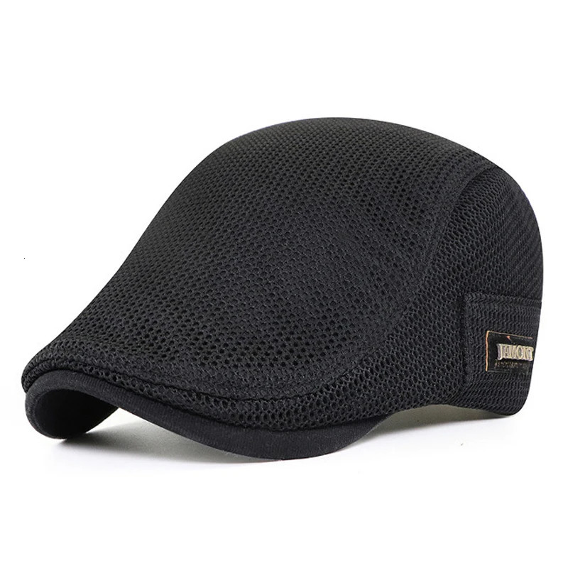ed Mens Berets Summer Breathable Visor Cap Women Flat ed Sun Hat Net Solid Herringbone sboy Hat Mesh Driver Caps 250814