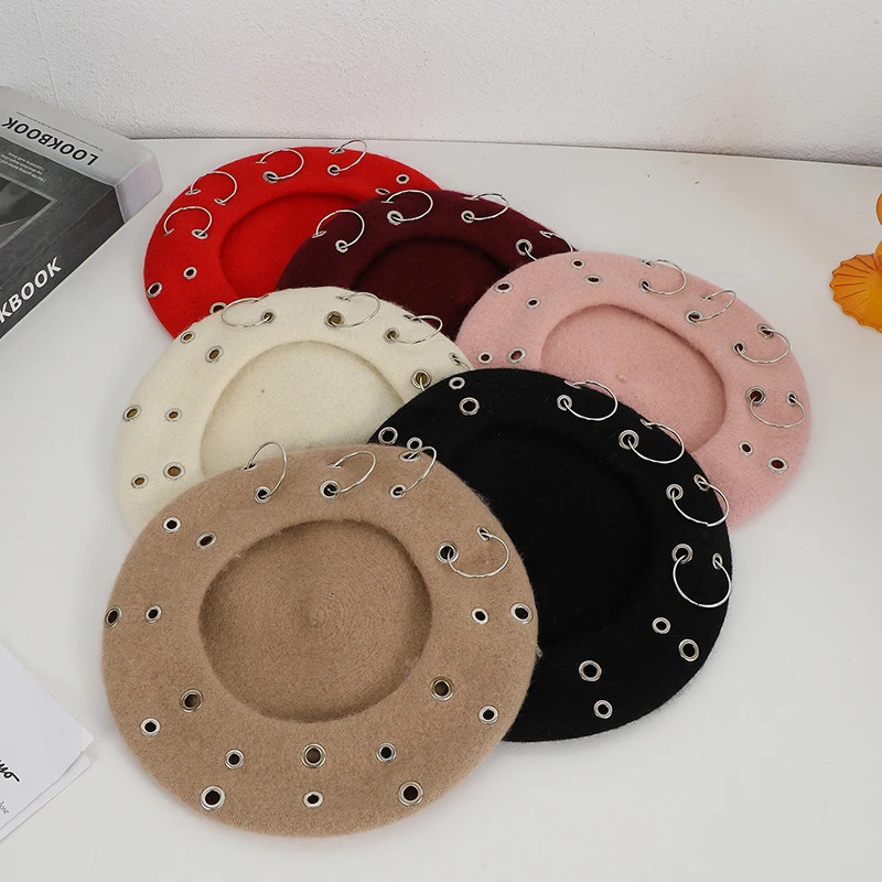 fashion trend light plate solid color ring beret ladies travel to play po travel all the sun hat 250814