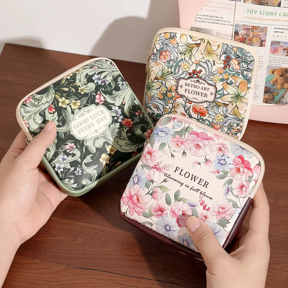 Sanitary Napkin Storage Bag Cosmetic Makeup Bag Coin Purse Large Capacity Sanitary Pads Bag Portable Mini Data Cables Organizer 250818