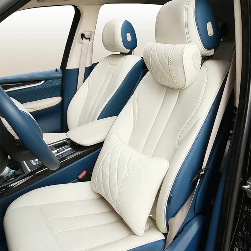 1PCS Premium NAPPA Leather Car Seat Rest Cushion Headrest Car Neck Pillow For Mercedes Benz Maybach S-Class Pillows Upholstery Accessories