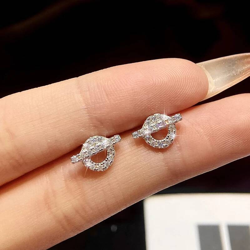 KNB Real Moissanite Diamond Round Creativity White Gold Earrings for Women S925 Silver High Quality Luxury Wedding Fine Jewelry