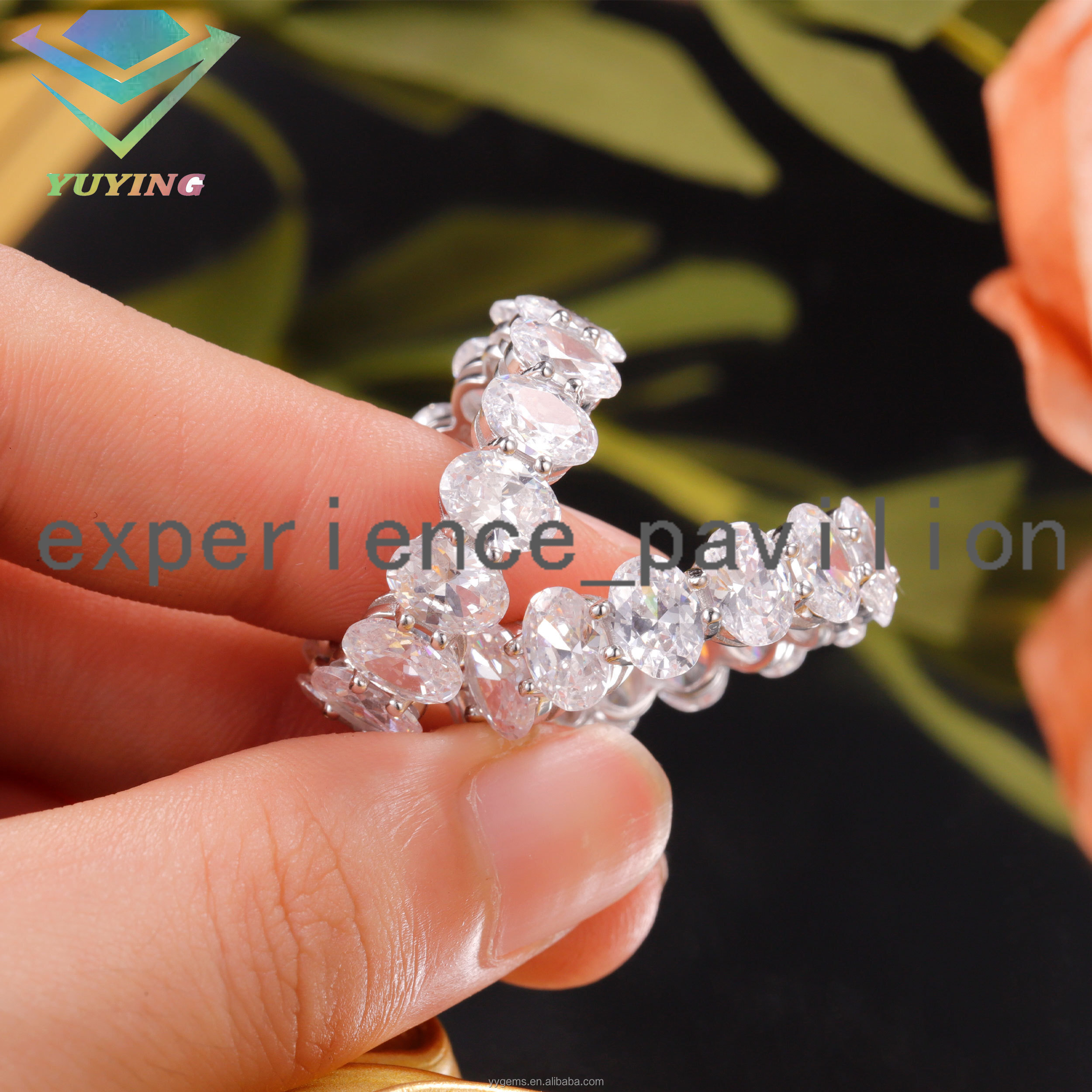 Handmade 3x5mm 4x6mm Oval Moissanite Full Eternity Ring Band Fashion 14K White Gold Wedding Band Rings Jewelry