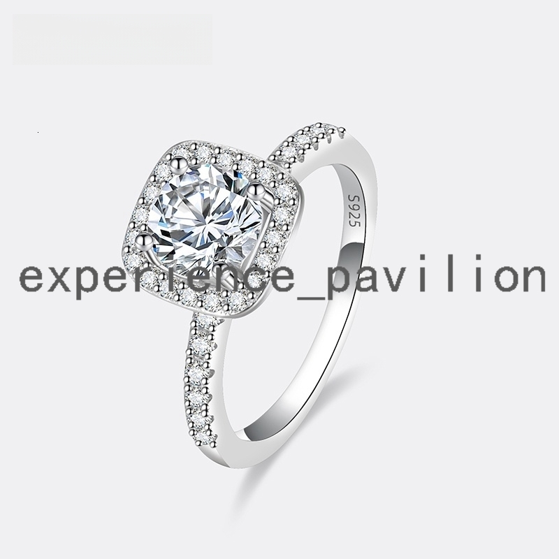 Vendre à chaud Fine bijoux rond Coup Halo Moisanite Anneaux 925 Anneaux en argent sterling Bague de fiançailles de mariage de luxe pour femmes