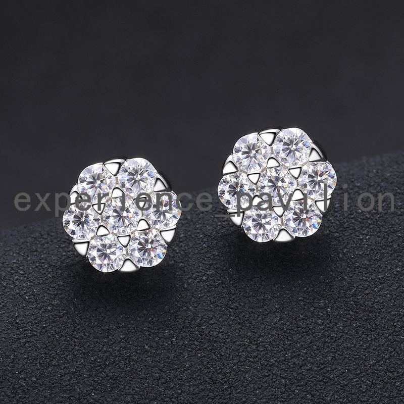 S925 Sterling Silver Earrings D Color 3.0mm Moissanite European American Cross Border Fashion Personalized Ear Jewelry Plum