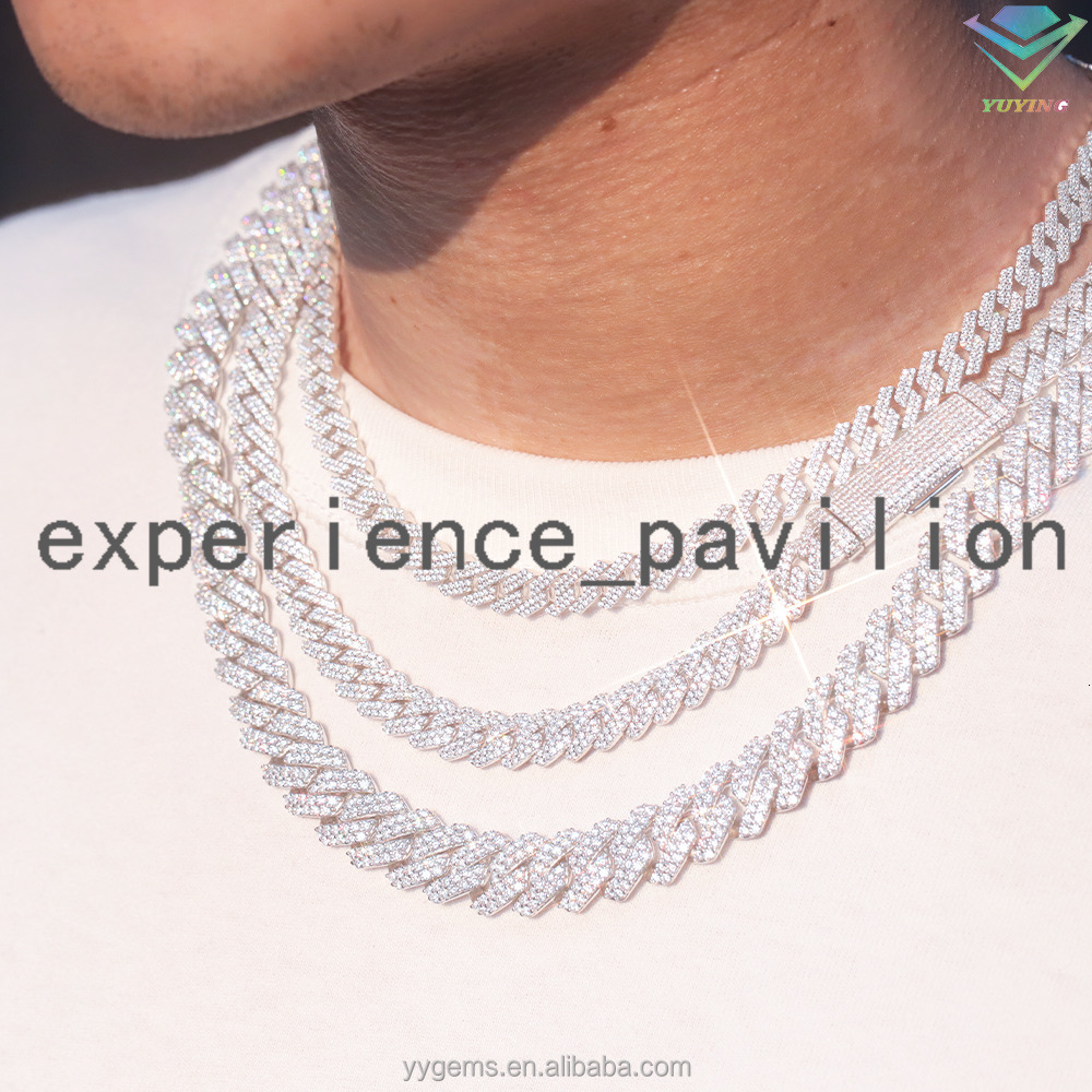 Hip Hop Chain Gold S925 Sterling Silver VVS Moissanite Diamond Cuban Link Chain for Mens Jewelry
