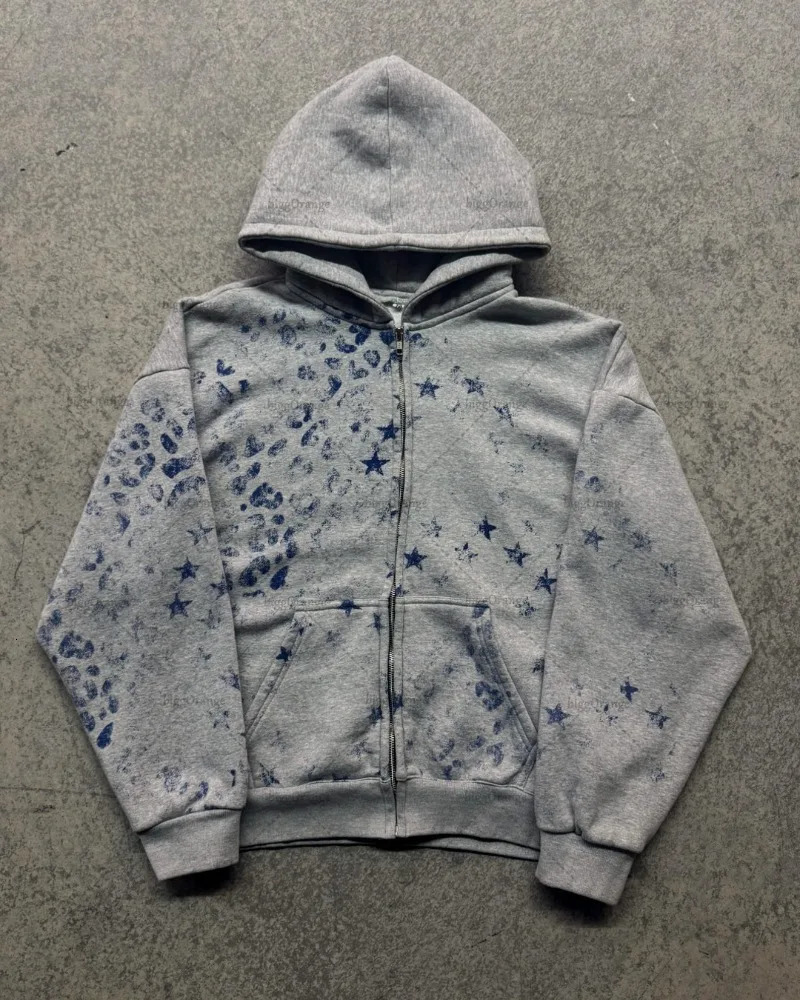 Trendy Harajuku High Street Rock Oversized Zipper Hoodie Women Y2K American Hip-hop Casual Vintage Loose Sweatshirt Men 250820