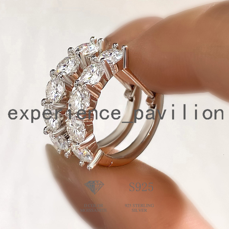 GRA Certified 3ct Wedding Real Moissanite Diamond Band Hoop Earrings 925 Sterling Silver Plated Platinum Huggie Luxury Jewelry