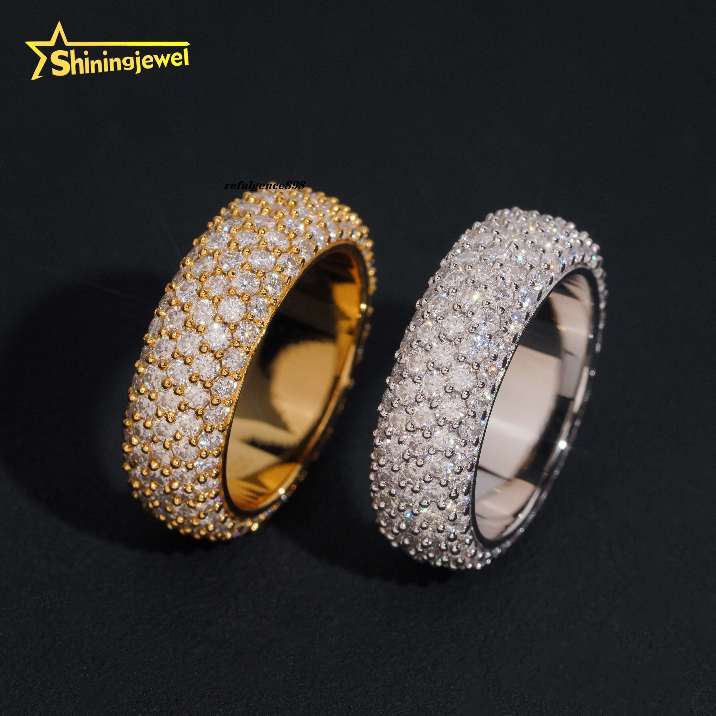 OEM ODM 925 Sterling Silver Jewelry Ring Full Diamond Bling Women Men Hip Hop Wedding Bands Ring Custom Jewelry