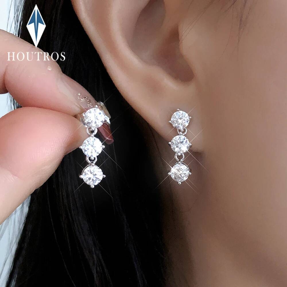 Long Tassel 5mm All Moissanite Drop Earrings for Women 925 Sterling Silver Sparkling Diamond Gradient Earrings Fine Jewelry Gift