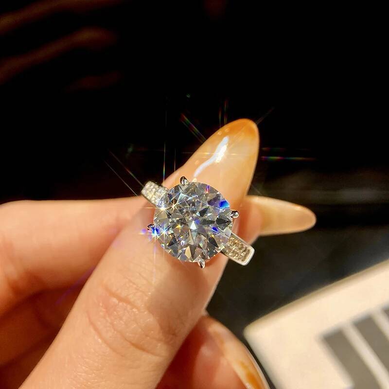 KNB 5CT Sparkling Certified Pure Moissanite Diamond Wedding Rings For Women Real 925 Sterling Silver Engagement Fine Jewelry