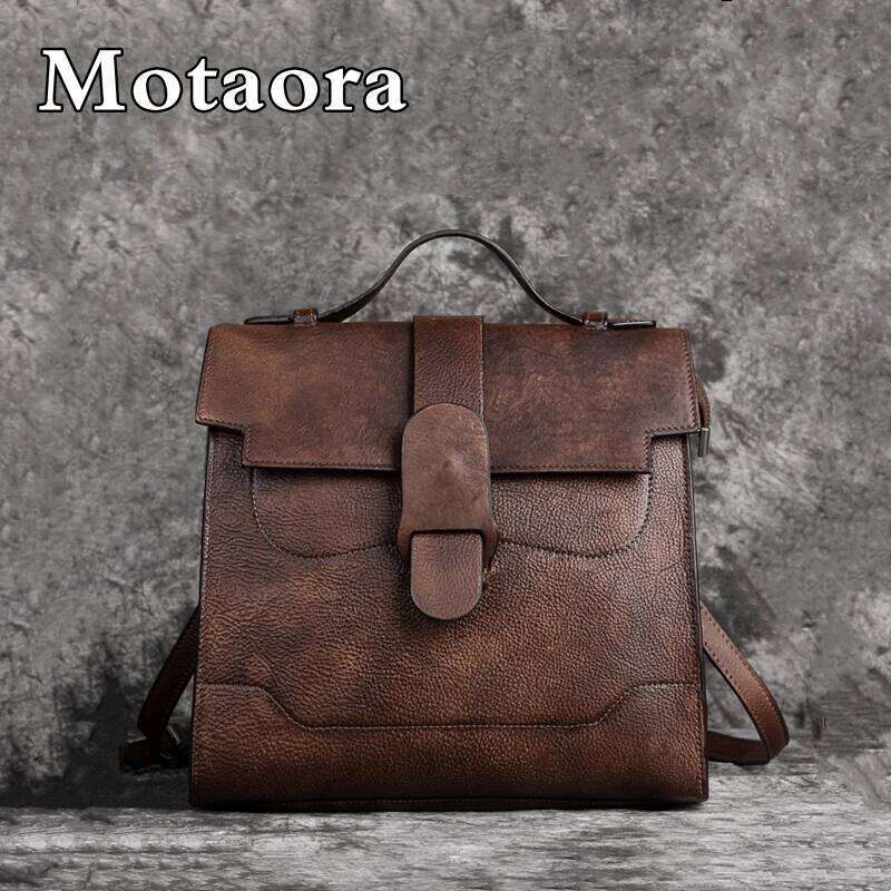 MOTAORA Vintage Genuine Leather Women s For Woman Shoulder Bags New Hand Painted Ladies Handbag Girls School Bag bag
