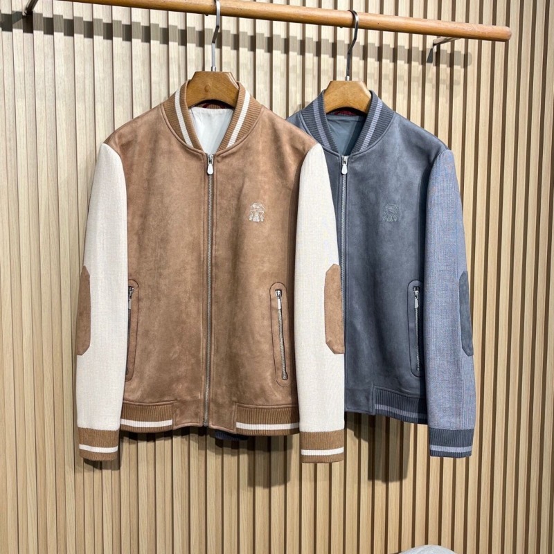Mens Jacket Autumn and Winter Baseball Collar Embroidery Stitching Loose Coat B1289