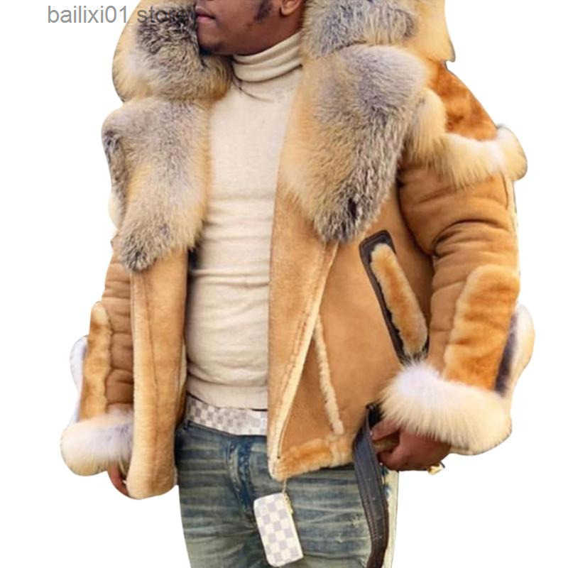 Mens Jackets Original Shp Fur Integrated Oversized Wool Jacket Fashion Short Thickened Biker Man Coats Fall Winter T250820