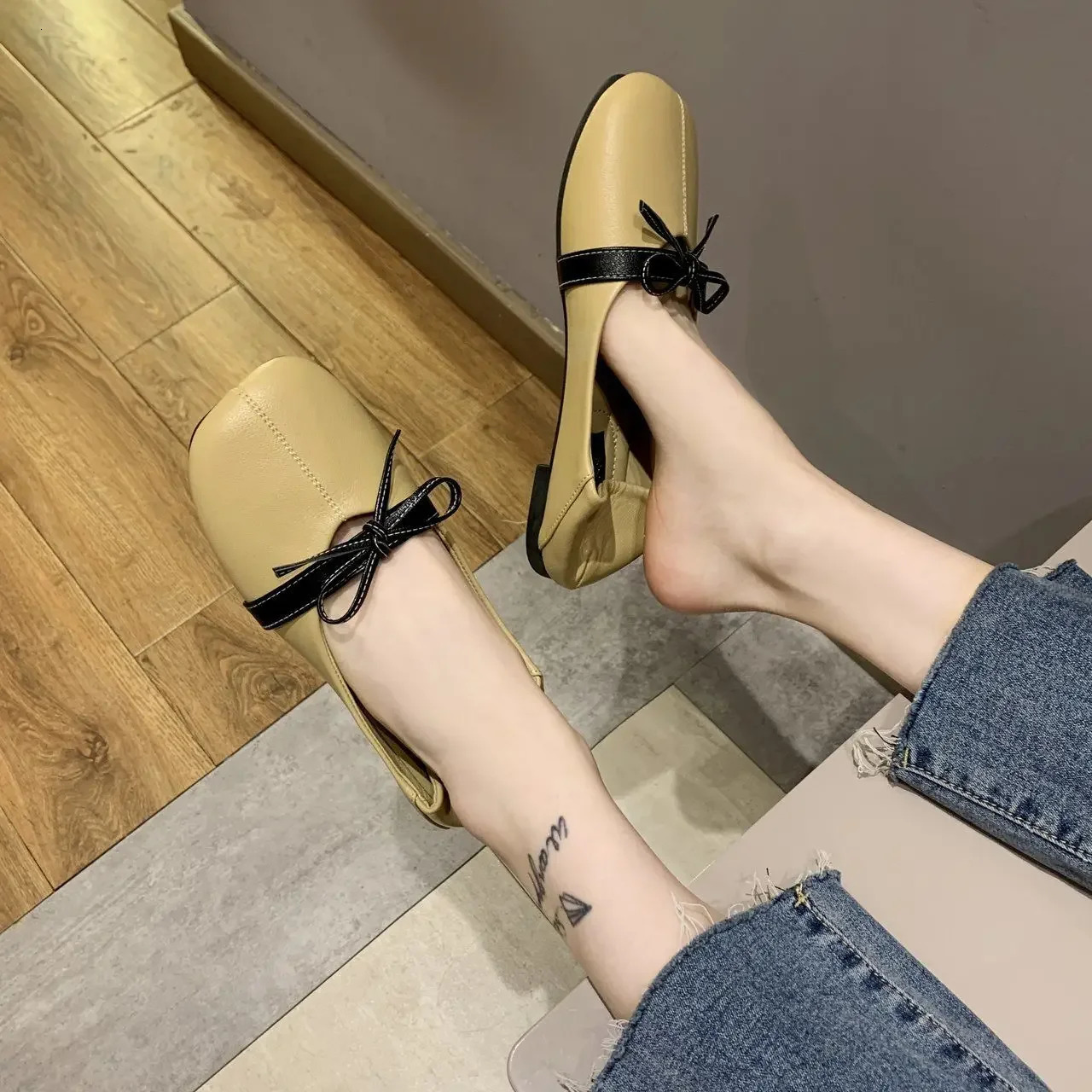 With Heel Beige Ladies Footwear Slip-on Elegant Party High Quality Fashion Shoe Luxury Brand Comfortable Non Womens Flat Shoes 250820