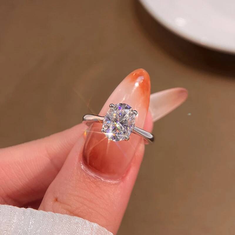 KNB Concise 2-3CT Oval Certified Moissanite Diamond Wedding Rings For Women Real 925 Sterling Silver High Quality Luxury Jewelry