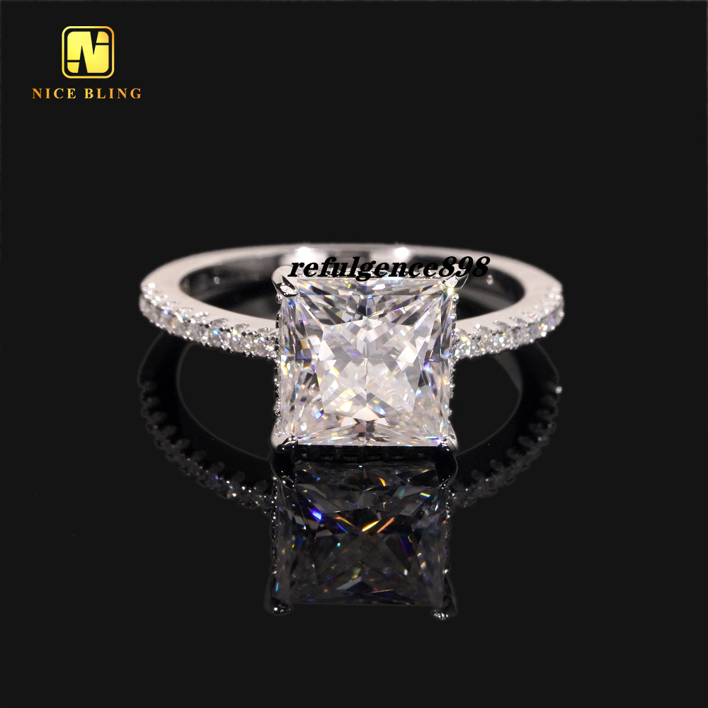 Princess Cut 925 Sterling Silver Rings Factory Price Wedding Ring VVS Moissanite Diamond Fine Jewelry Engagement Ring for Women