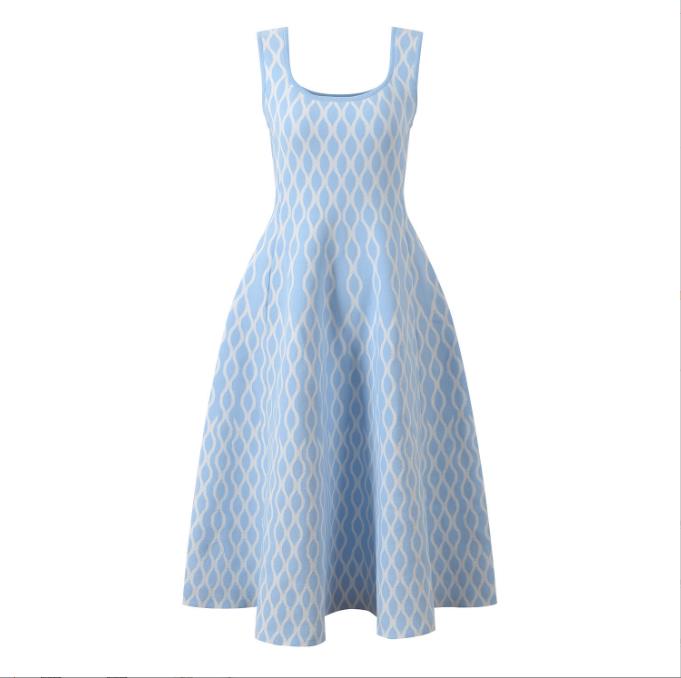 812 2025 Runway Dress Summer Dress Sleeveless Crew Neck Black Pink Blue Brand Same Style Empire Womens Dress Fashion 20254215