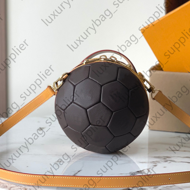 Designer Bag Football Shaped Circular Bag Luxury Handbag Designer Purses For Women Shoulder Bag Classic Crossbody Bag Cowhide Leather Brown Bag Sac