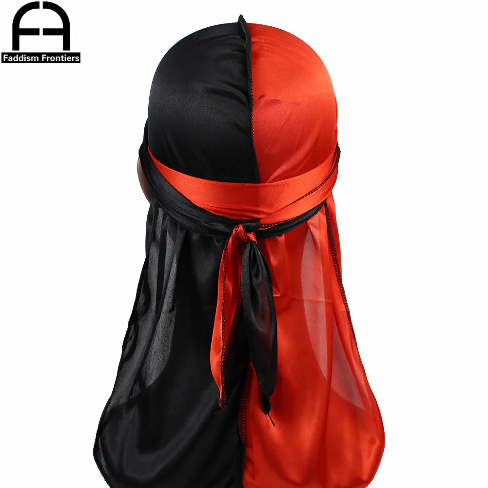 Unisexe Men deux tons de soie Durag à l'extérieur Couxant Silky Durags Bandana Heads Turban Hat Waves Cap Longses sangles DU RAG250812