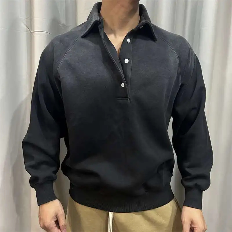 Retro Loose Polo Sweater Sports Casual Vintage Collar Long Sleeve T-Shirt 250818