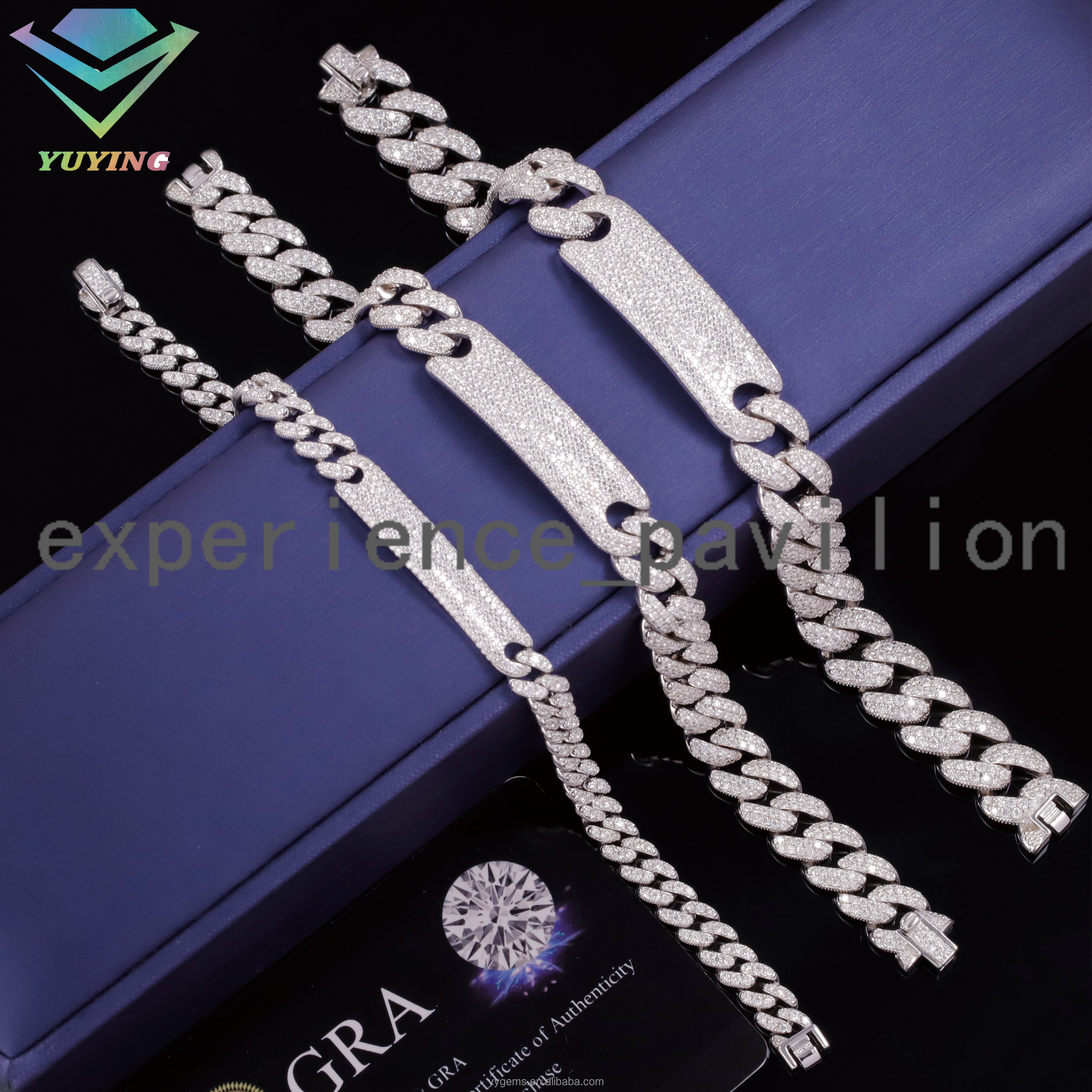 Nouveau bracelet de bijoux fin 6 mm 10 mm 12 mm bracelet cubain Moisanite S925 Bracelets de mode plaque à or blanc argent