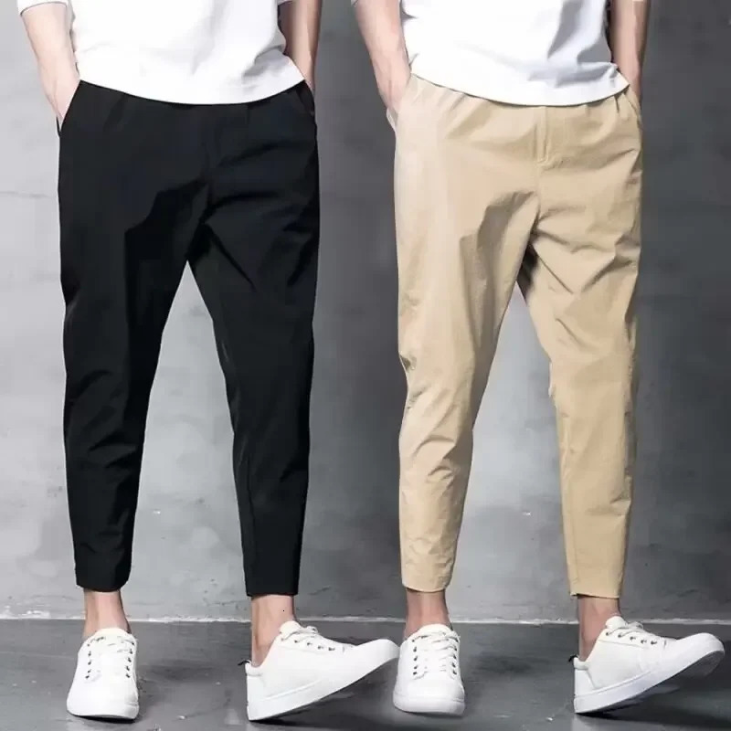 2024 Mens Sport Casual Pants Korean Style Summer Trendy Flow 9 Part Harem Pants Thin Loose-fit250820