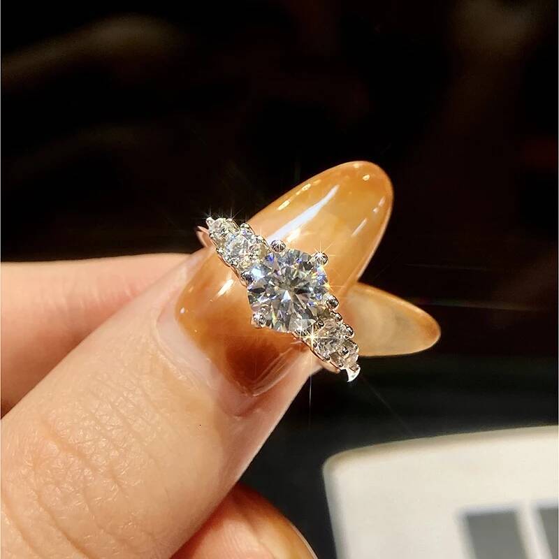 KNB 1 Carat Certified Real Moissanite Diamond Engagement Rings for Women 925 Sterling Silver Wedding High Quality Fine Jewelry