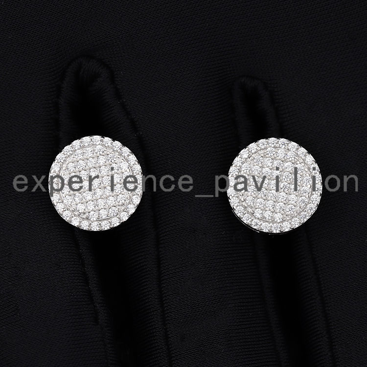 Factory Price Hot Sale Gold Plate Real S925 Sterling Silver Round Moissanite Earring Iced Lab Diamond Earrings