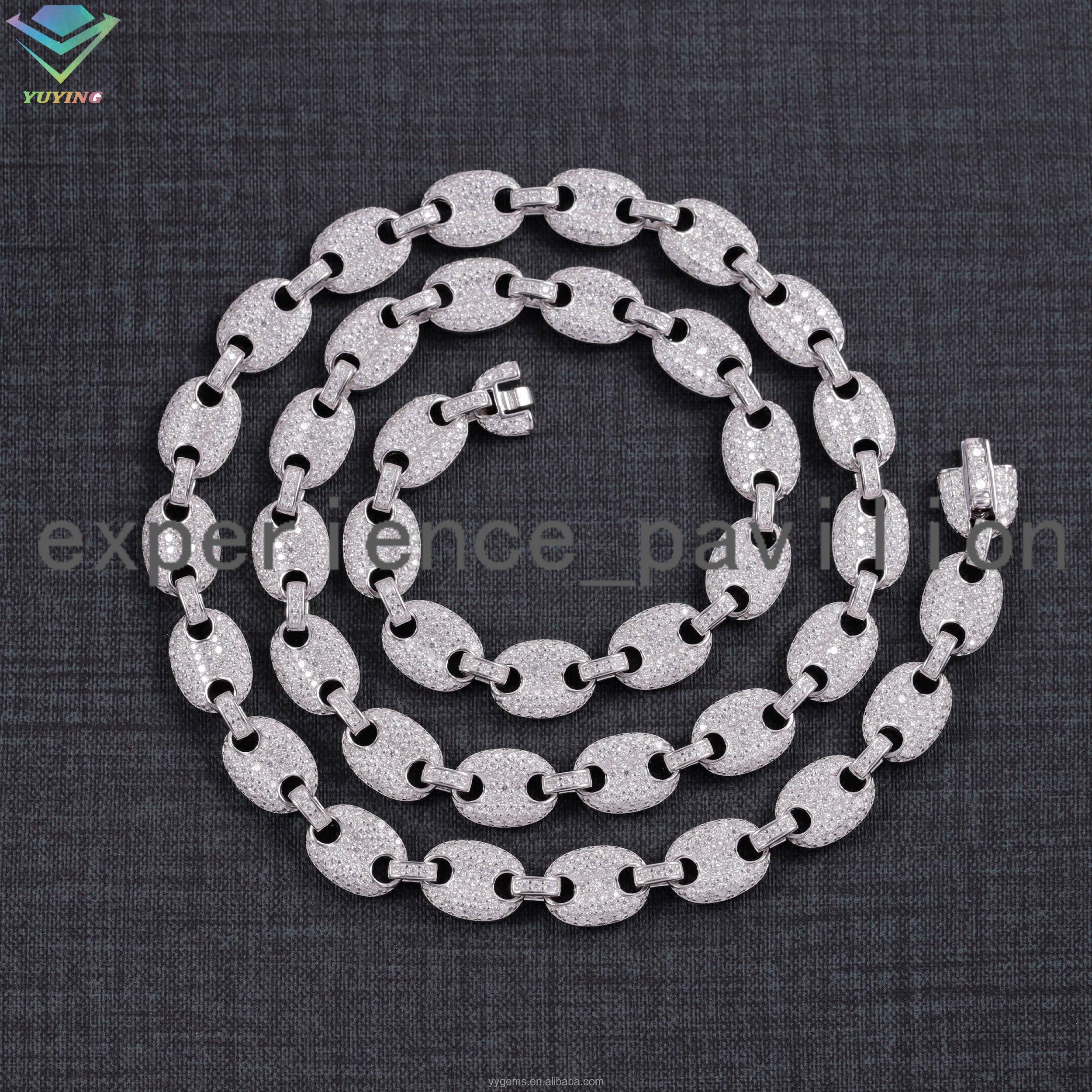 Fashion Jewelry 6mm 8mm Necklace S925 Sterling Hiphop Cuban Chain Brilliant Moissanite Silver Necklace Mens Cuban Link Jewelry