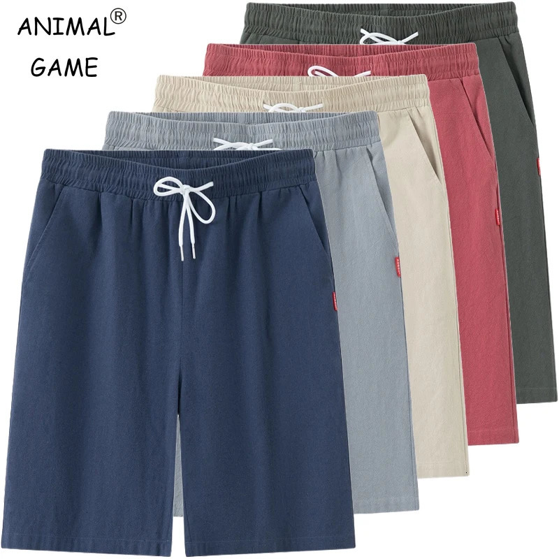 Mens Cotton Shorts Summer Beach Casual Drawstring Shorts Breathable Lightweight Pants Outdoor Solid Athletic Running Shorts250819