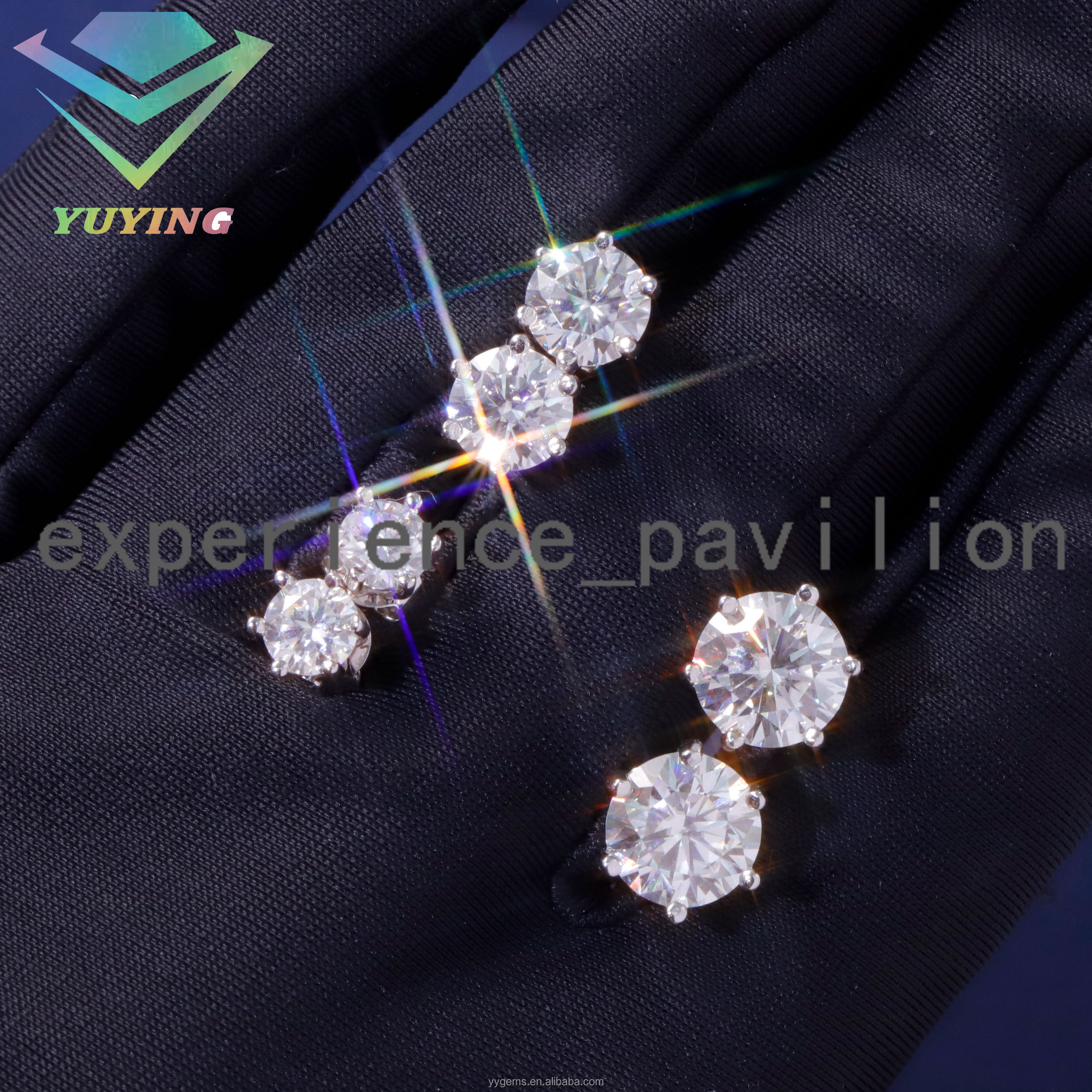 Fine Jewelry 6 Prongs Set Diamond S925 Sterling Silver Gold Plated Pass the Diamond Tester VVS Moissanite Earring Factory Price