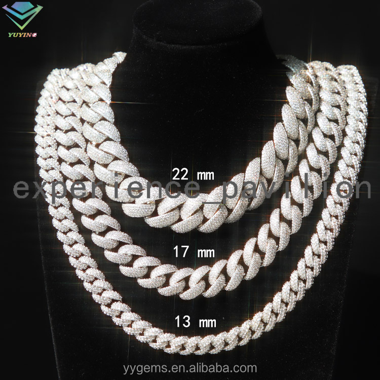 Hip Hop Chain 6mm 9mm 13mm 17mm 925 Silver Iced Out Necklace D/VVS Moissanite Men Necklace Bling Cuban Link Chain