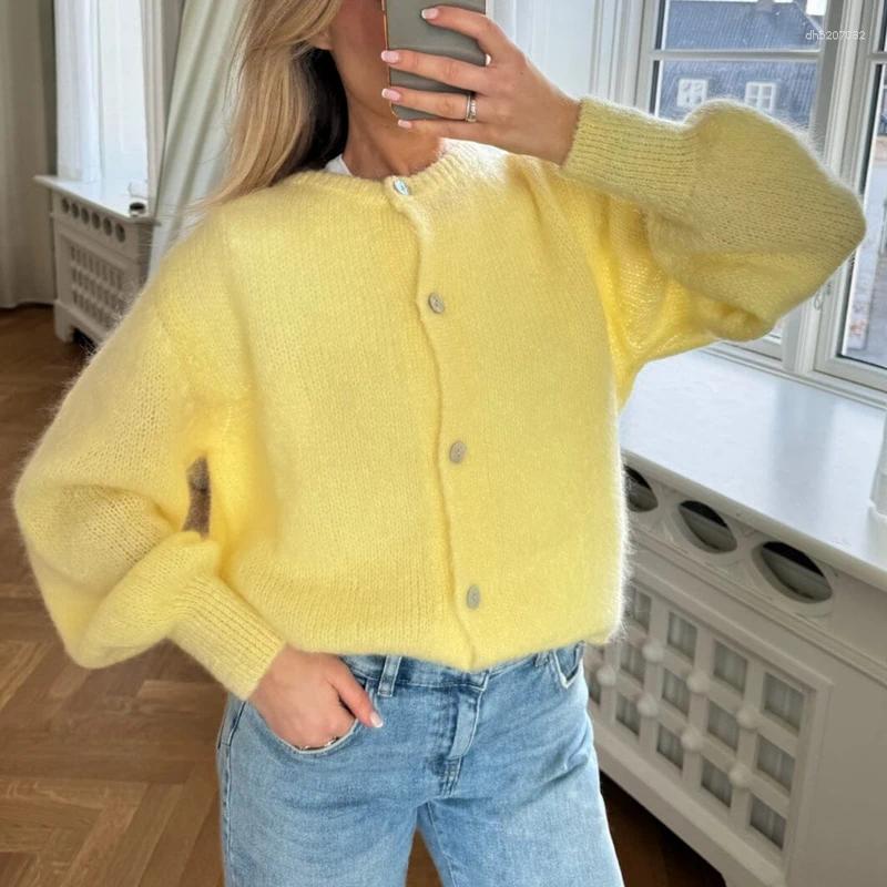 Women's Knits Women Ladies Fashion Solid Color Cardigans Spring Autumn Button-Down Knitwear Jacket Coat Preppy Y2K Vintage Knitted Sweater