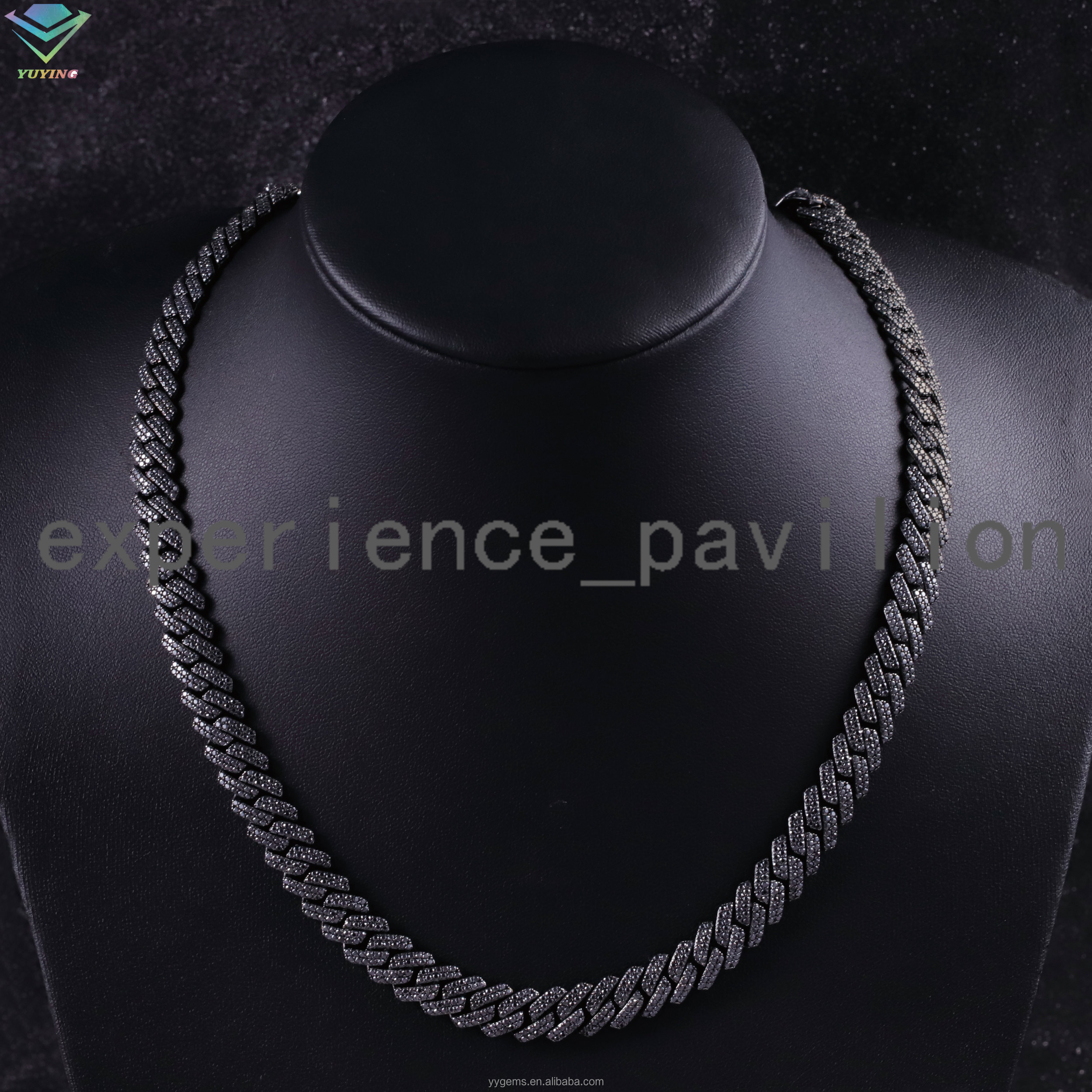 Heavy 10mm Moissanite Cuban Ready Stock Custom Hip Hop Jewelry Diamond Cuban Link Chain Black Moissanite S925 Necklace