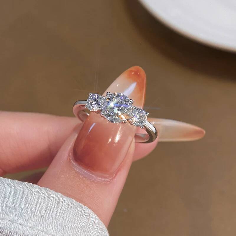 KNB Brilliant Real 2CT D Color Shiny Moissanite Diamond Rings For Women Original 925 Sterling Silver Luxury Wedding Fine Jewelry