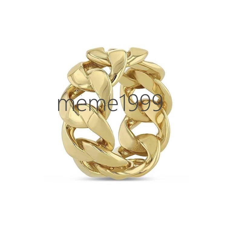 Custom Plain Band Polished Cuban Link Chain 9K/925 Sterling Silver Hiphop Mens Fashion Jewelry Rings