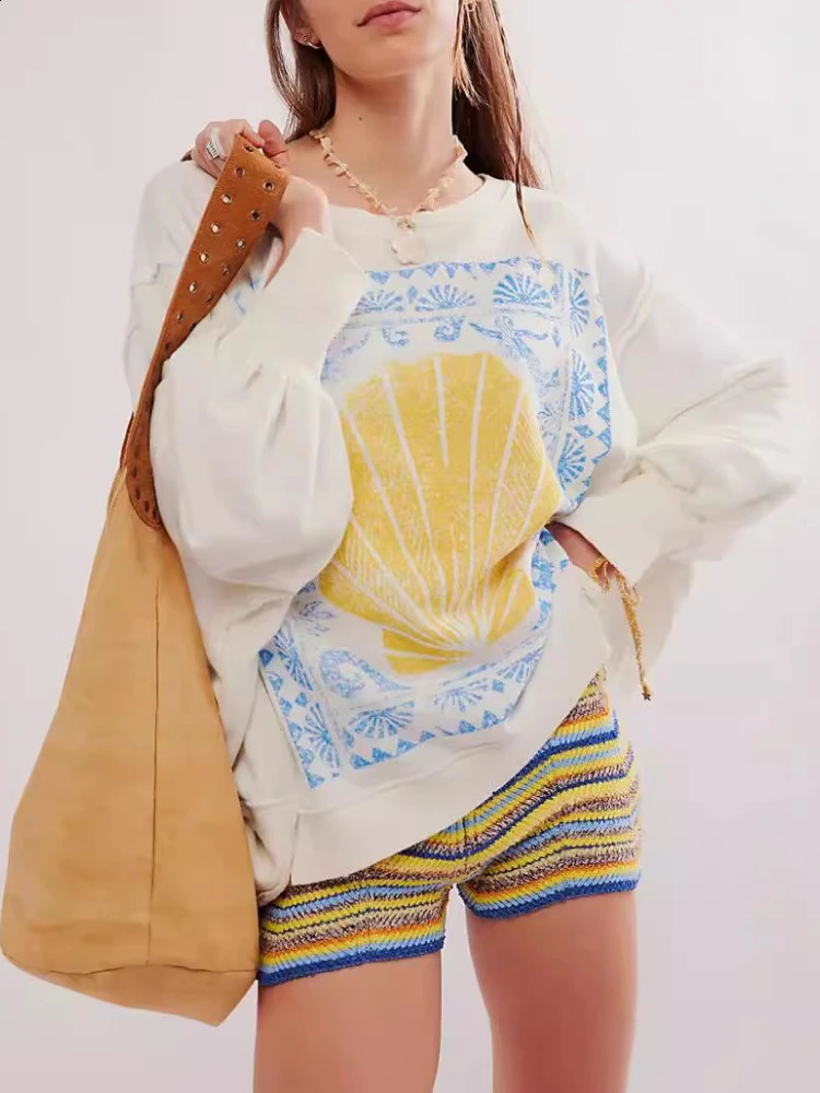 Autumn Oversized Harajuku Sweatshirts for Women y2k Aesthetic Long Sleeve Crewneck Pullover Vintage Graphic Print Casual Tops 250818