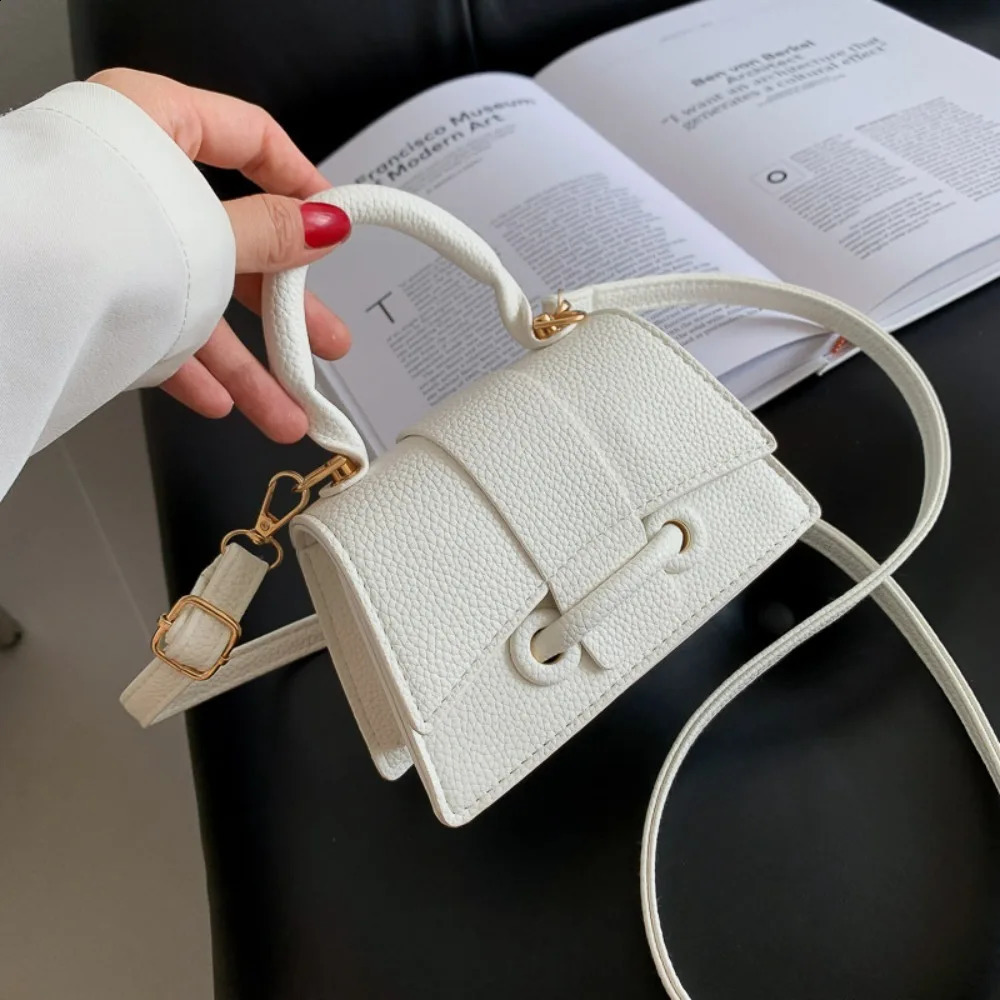 High Quality Fashion PU Leather Bag Solid Color Shoulder Crossbody Bag Cute Buckle Square Bag Hand Carry Small Bag Messenger Bag 250818
